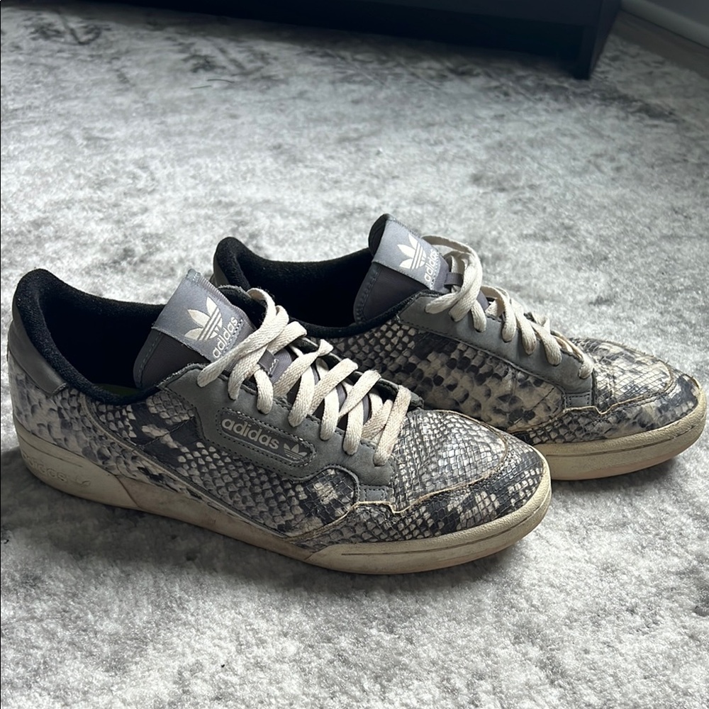 Adidas Gray Snakeskin Sneakers Casual Lifestyle